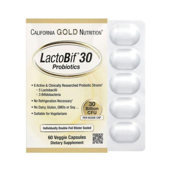 California Gold Nutrition LactoBif 30 Probiotics - 60 veg caps - зображення 1