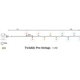   Twinkly Smart LED Pro Strings RGBW 250, одинарная линия, IP65, AWG22 зеленый (TW-PLC-S-CA-1X250SPP-GR)