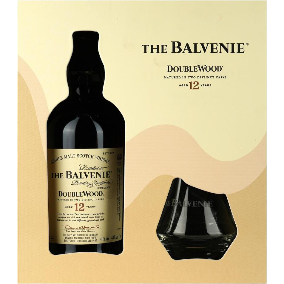 Balvenie Віскі  Double Wood 12 yo Single Malt Scotch Whisky 40% 0.7 л + 2 склянки (3500870067495) - зображення 1