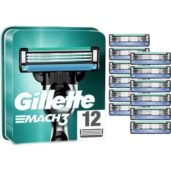 Gillette Сменные картриджи для бритья  Mach 3, 12 шт (3014260323240) - зображення 1