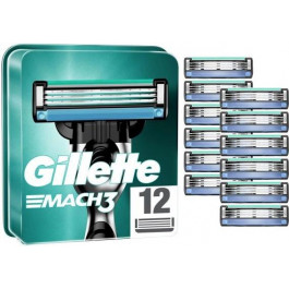   Gillette Сменные картриджи для бритья  Mach 3, 12 шт (3014260323240)