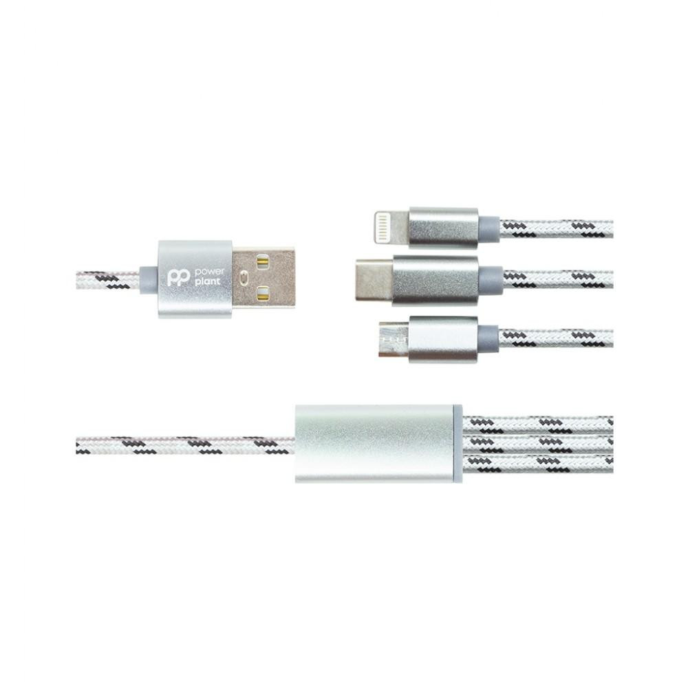 PowerPlant USB2.0 AM/Apple Lightning/Micro-BM/Type-C 1.2m (CA910663) - зображення 1