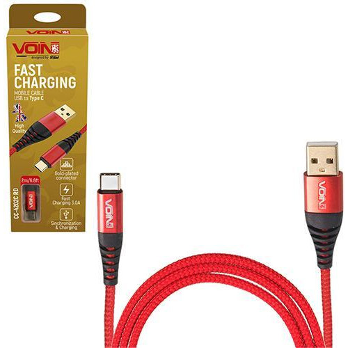 VOIN USB - Type-C 2m Red (CC-4202C RD) - зображення 1