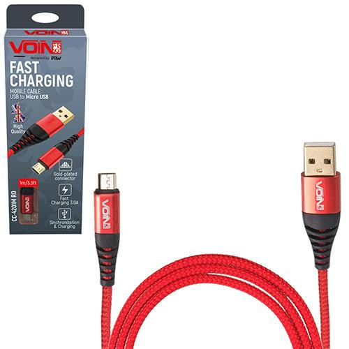 VOIN USB - Micro USB 1m Red (CC-4201M RD) - зображення 1