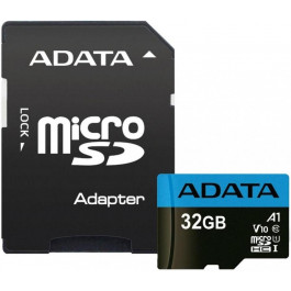   ADATA 32 GB microSDHC UHS-I Premier A1 + SD Adapter AUSDH32GUICL10A1-RA1