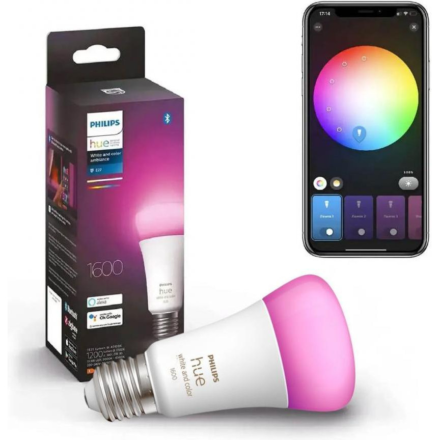 Philips Hue White And Color E27 1600Lm 13,5W ZigBee Bluetooth Apple HomeKit (929002471601) - зображення 1