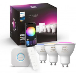   Philips Hue GU10 White and Color 3шт + Hue Bridge + Dimmer (920019531)