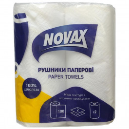   Novax Паперові рушники  2 шари 100 аркушів 2 рулони (4820267280047)