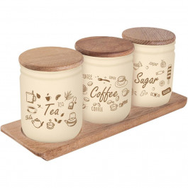   Herevin Wooden Set-Beige-Browm Tea-Coffee-Sugar (232102-021)