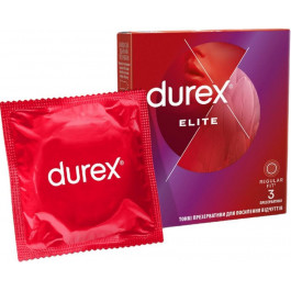   Durex Презервативы латексные с силиконовой смазкой  Elite (особенно тонкие) 3 шт (5010232954236)