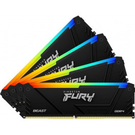   Kingston FURY 128 GB (4x32GB) DDR4 3600 MHz Beast RGB Black (KF436C18BB2AK4/128)