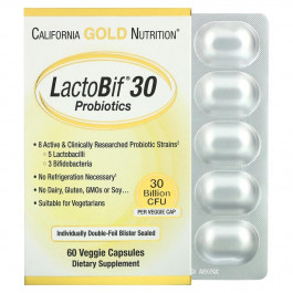   California Gold Nutrition LactoBif 30 Probiotics, 60 вегакапсул