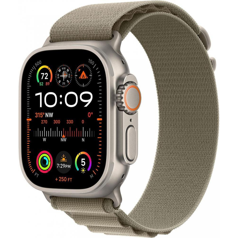 Apple Watch Ultra 2 GPS + Cellular 49mm Titanium Case with Olive Alpine Loop - Medium (MREY3/MRFJ3) - зображення 1