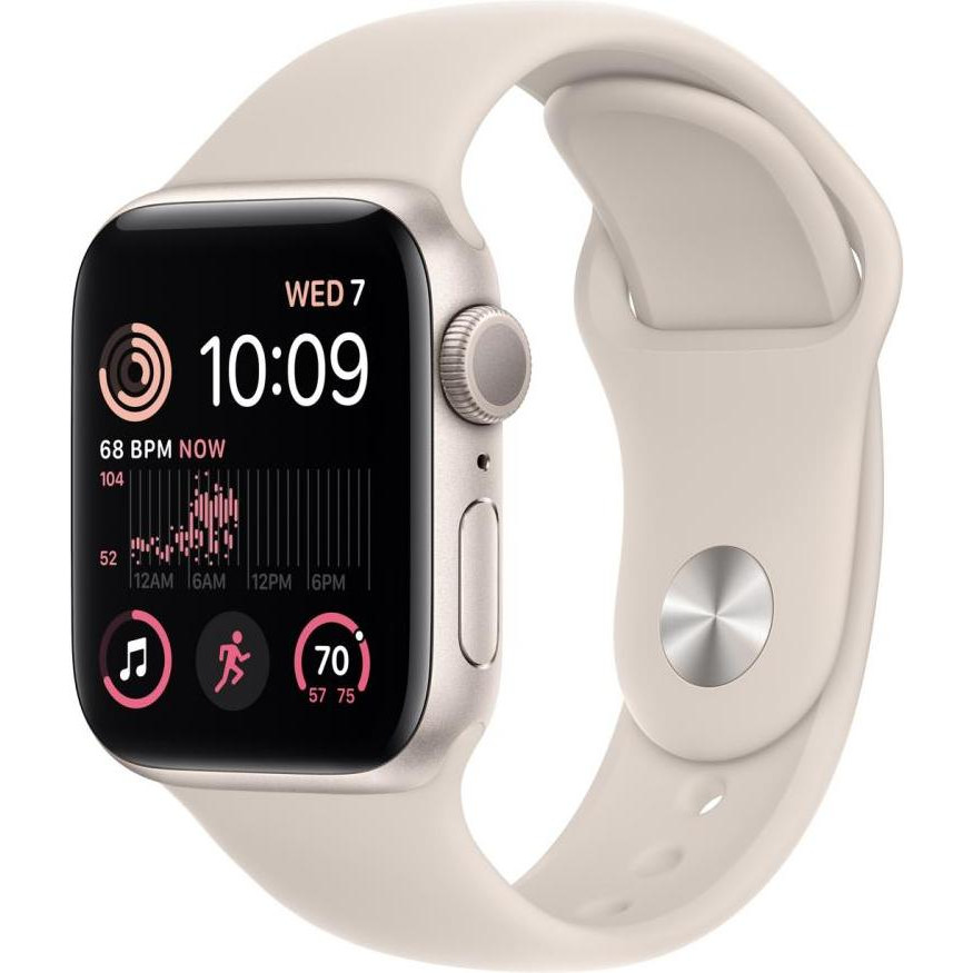 Apple Watch SE 2 GPS 44mm Starlight Aluminum Case w. Starlight Sport Band - M/L (MNTE3) - зображення 1