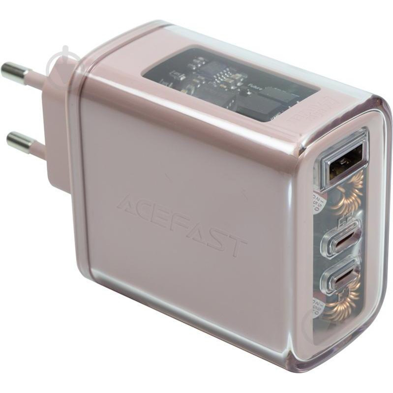 Acefast A45 Sparkling series PD65W GaN 2xUSB-C+USB-A Cherry blossom (AFA45CB) - зображення 1