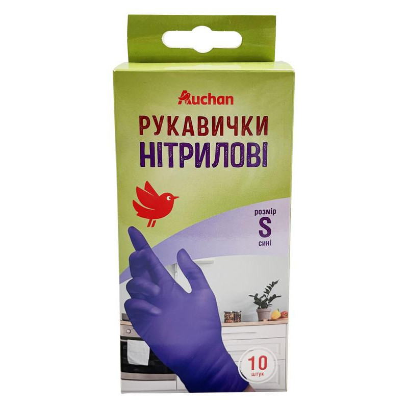 Auchan Рукавички господарські  нітрилові S 10шт. (4823090132644) - зображення 1