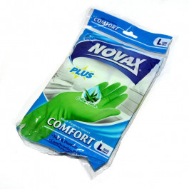   Novax Рукавички латексні  Plus Comfort Aloe Vera, L (4823058329444)