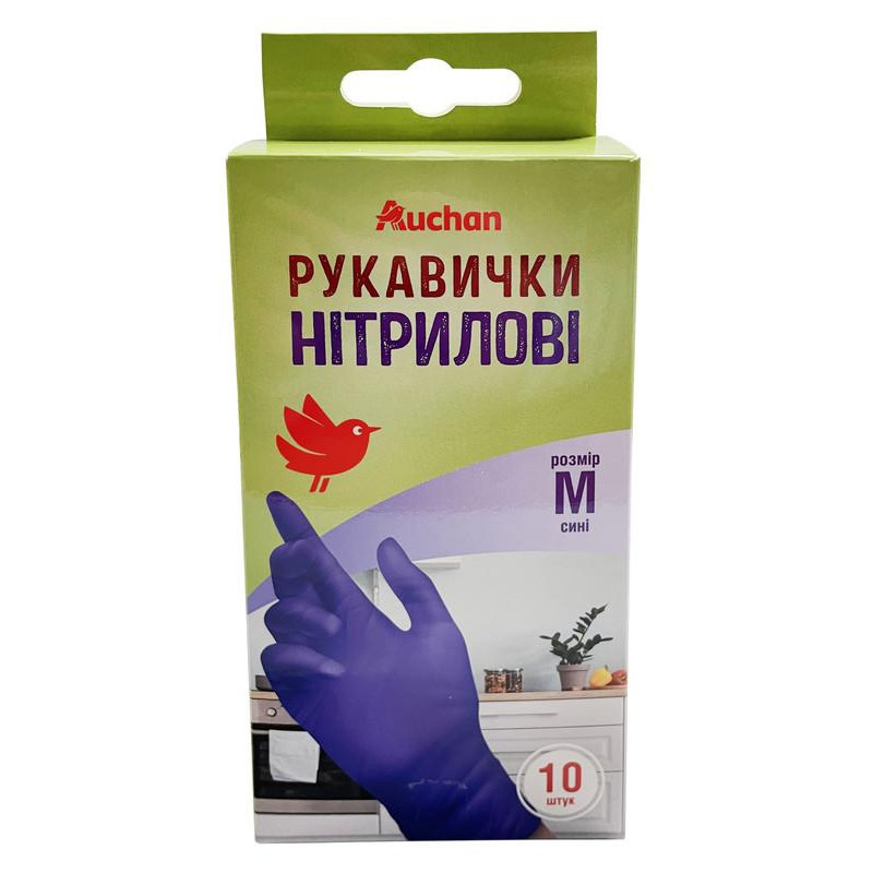 Auchan Рукавички господарські  нітрилові М 10шт. (4823090132651) - зображення 1