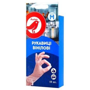 Auchan Рукавички  вінілові розміри М, 10 шт. (4823090127701) - зображення 1