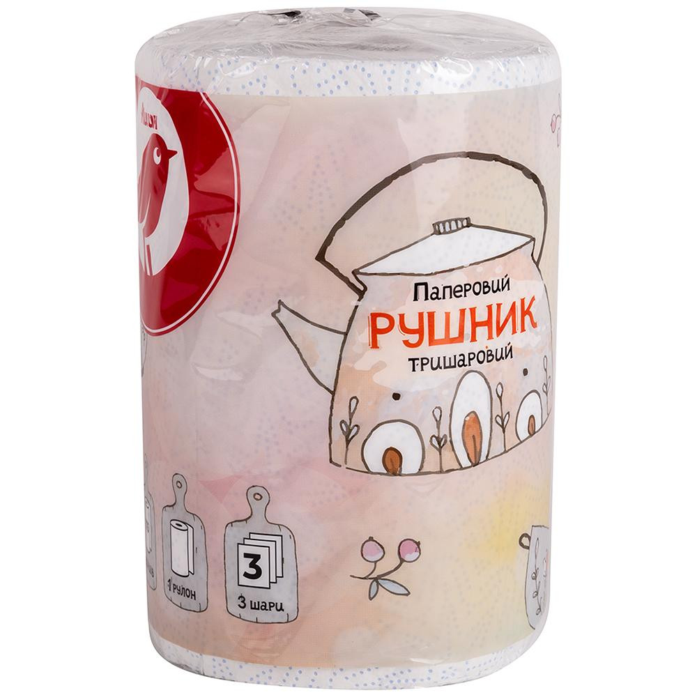 Auchan Паперові рушники  тришарові, 175 відривів, 1 рулон (4823090122171) - зображення 1