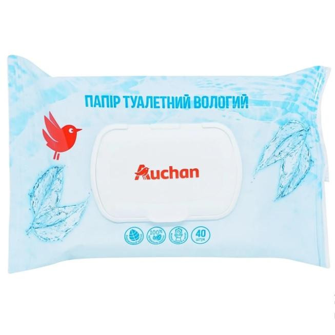 Auchan Папір туалетний  вологий, 40 шт. (4823090129958) - зображення 1