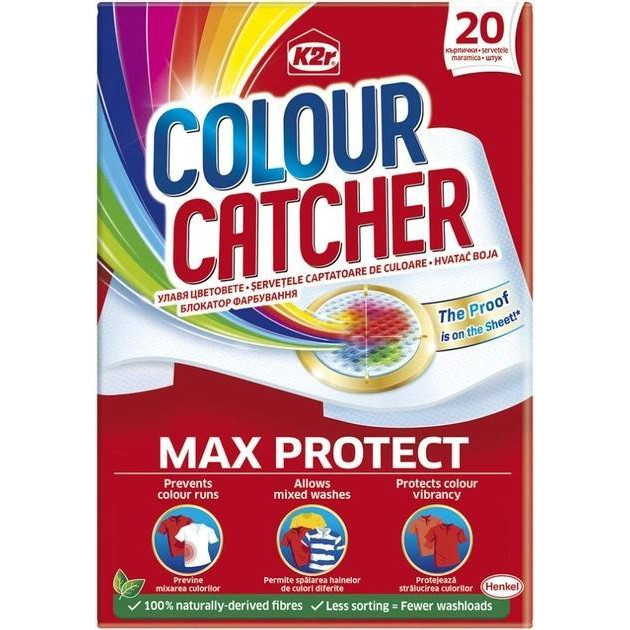 K2r Кольоропоглинальні серветки Colour Catcher Max Protect, 20 шт. (9000101547580) - зображення 1