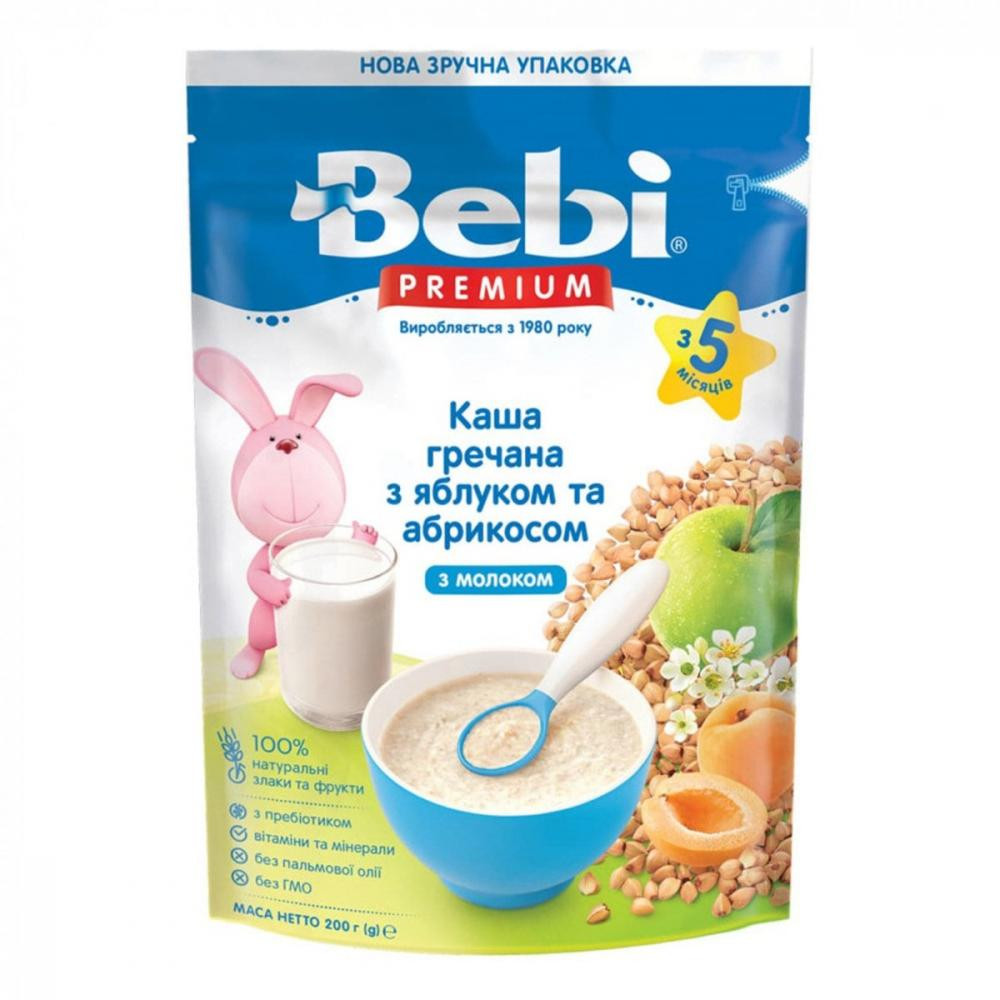 Bebi Premium Молочная каша Гречневая курага-яблоко с 5 месяцев 200 г - зображення 1