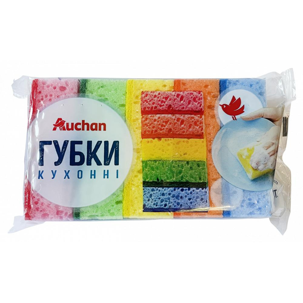 Auchan Губки пінні крупнопористі , 5 шт. (4823090129187) - зображення 1