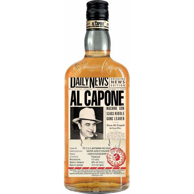 AL CAPONE Алкогольний напій  Односолодовий 40% 0.5 л (4820136352202) - зображення 1