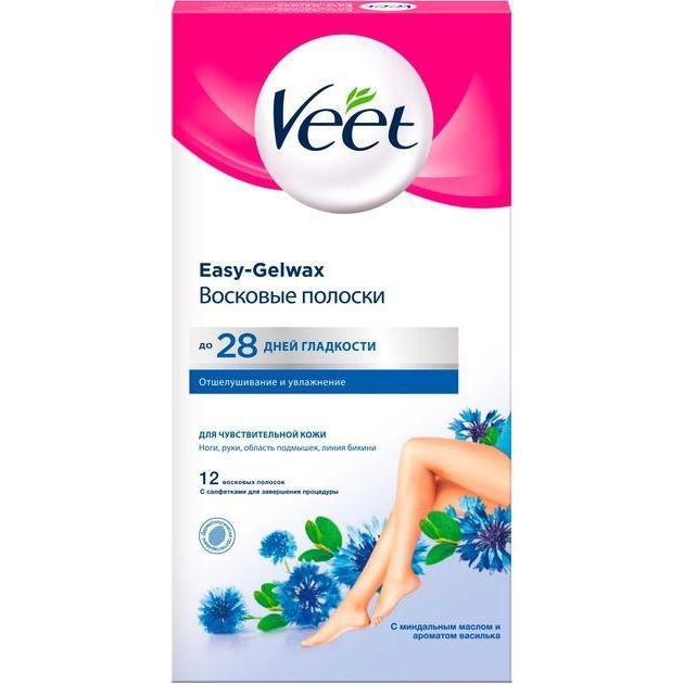 Veet Смужки воскові для депіляції  для чутливої шкіри, 12 шт/уп (4680012390953) - зображення 1