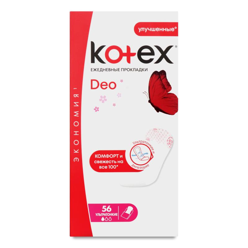 Kotex Ежедневные прокладки  Deo Ultraslim комфорт и свежесть на все 100, 56 шт (5029053548258) - зображення 1