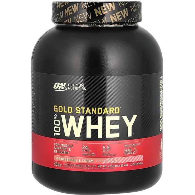 Optimum Nutrition 100% Whey Gold Standard 2270 g /72 servings/ Strawberry Cream - зображення 1