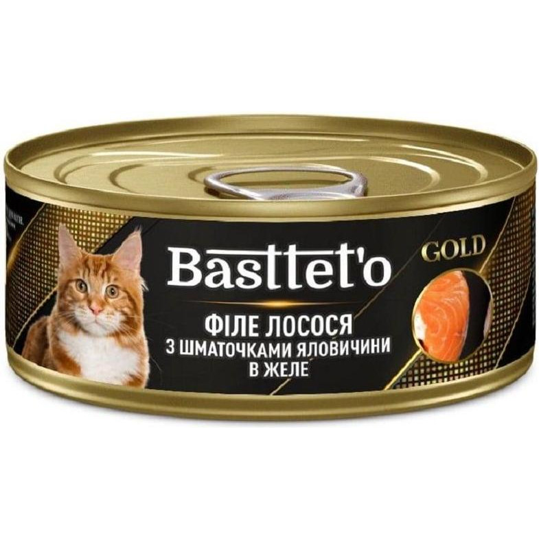 Basttet`o Gold філе лосося з шматочками яловичини в желе 85 г (4820185492577) - зображення 1