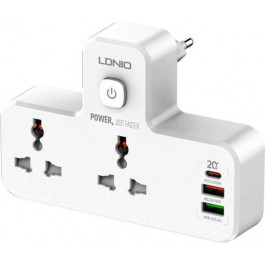   LDNIO SE2311 2 розетки USB-C USB-A White