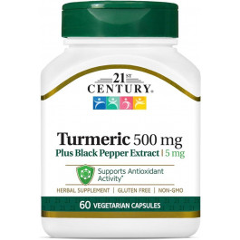   21st Century Turmeric Plus Black Pepper Extract 500 mg 60 Vegetarian Capsules