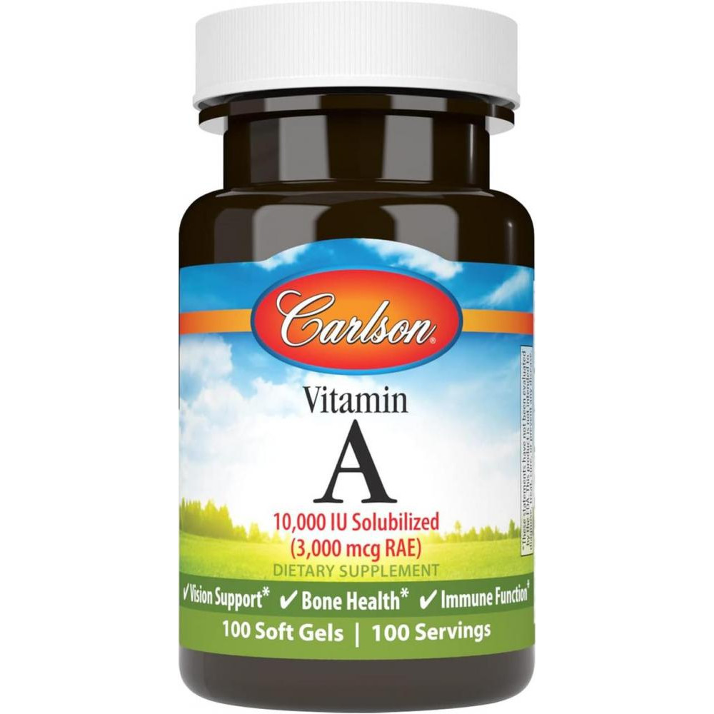 Carlson Labs Vitamin A, 3,000 mcg RAE (10,000 IU), 100 Soft Gels - зображення 1