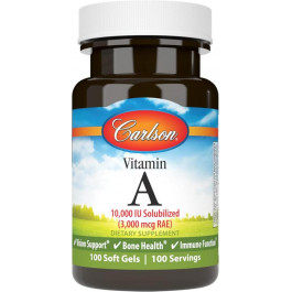   Carlson Labs Vitamin A, 3,000 mcg RAE (10,000 IU), 100 Soft Gels