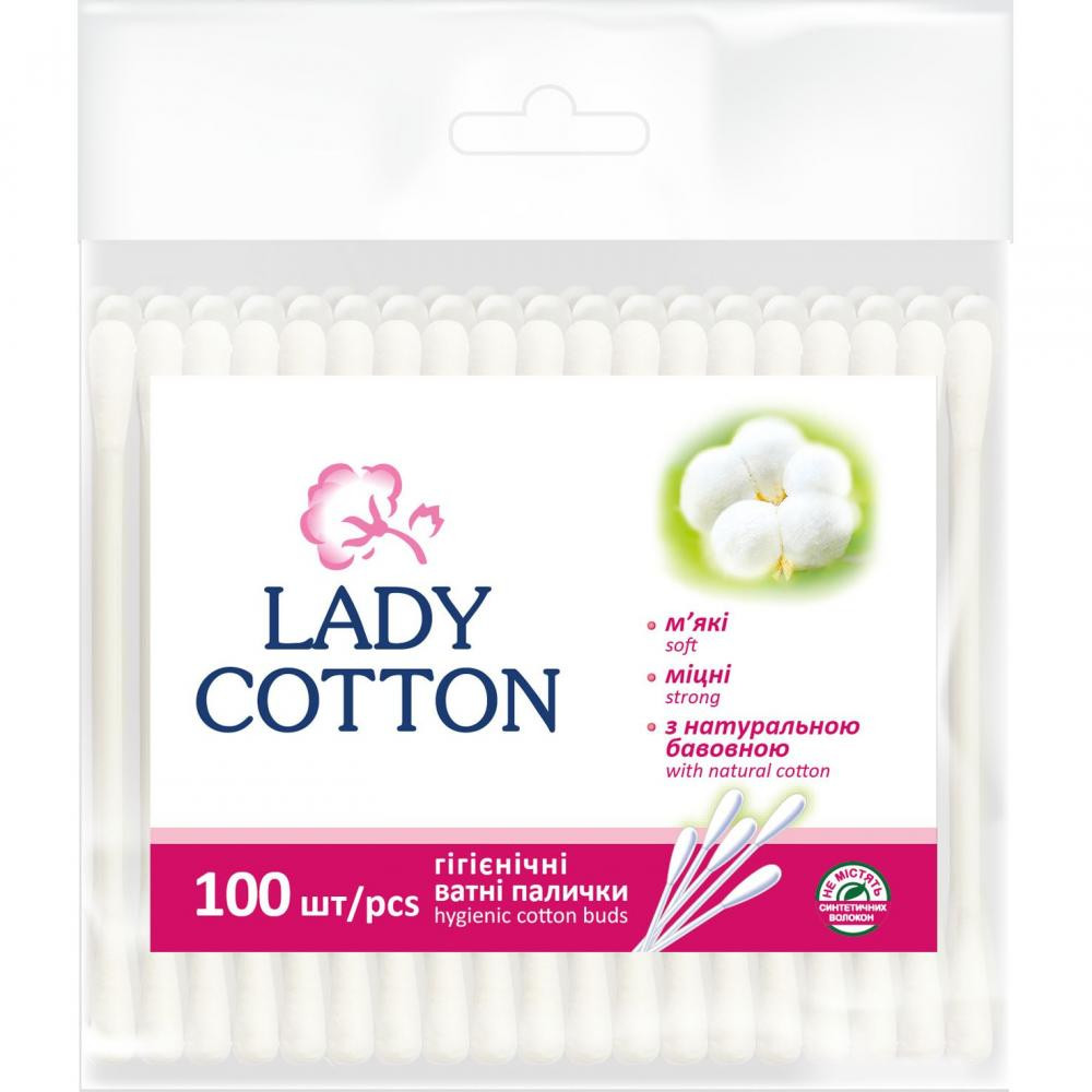 Lady Cotton Палочки ватные  п/э, 100шт (4820048487351) - зображення 1