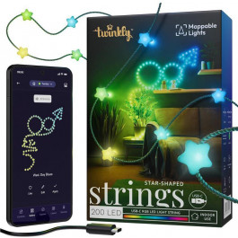   Twinkly Smart LED Strings USB 200 Star-shaped RGB LEDs, Green Wire, USB-C (TWKS200RGB-G)