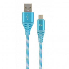   Cablexpert Premium Cotton Braided Micro-USB Turquoise Blue/White 2m (CC-USB2B-AMMBM-2M-VW)