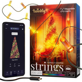   Twinkly Smart LED Strings USB 200 Candle-shaped RGB LEDs, Green Wire, USB-C (TWKC200RGB-G)