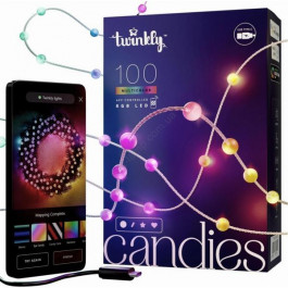   Twinkly Smart LED Strings USB 100 Pearl-shaped RGB LEDs, Green Wire, USB-C (TWKP100RGB-G)