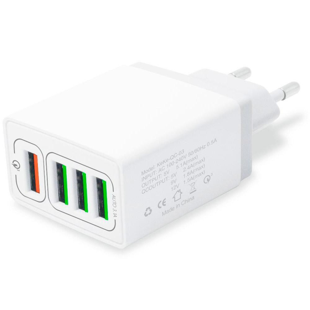 XoKo Wall Charger 4xUSB 6.2A White (QC-405-WH) - зображення 1