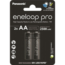   Panasonic AA Eneloop 2500mAh Pro NI-MHx2 (BK-3HCDE/2CP)