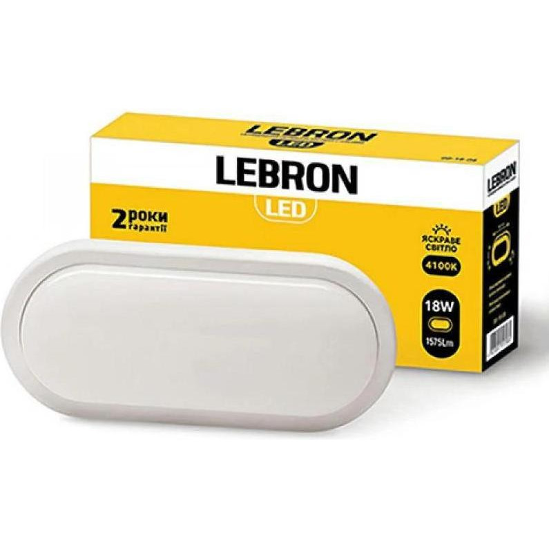 Lebron Накладний світильник світлодіодний  L-WLO, 18W LED, 1575Lm, 4100К, овал (15-35-10) - зображення 1