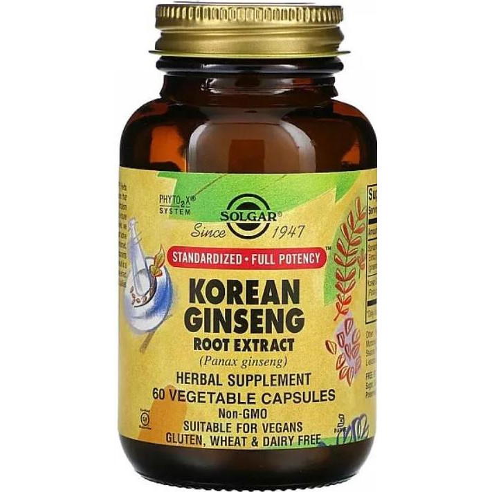 Solgar Korean Ginseng Root Extract, 60 Veg Caps Женьшень корейский экстракт - зображення 1