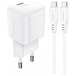   Acefast A73 Mini 20W GaN + USB Type-C to USB Type-C cable White (6974316282655)