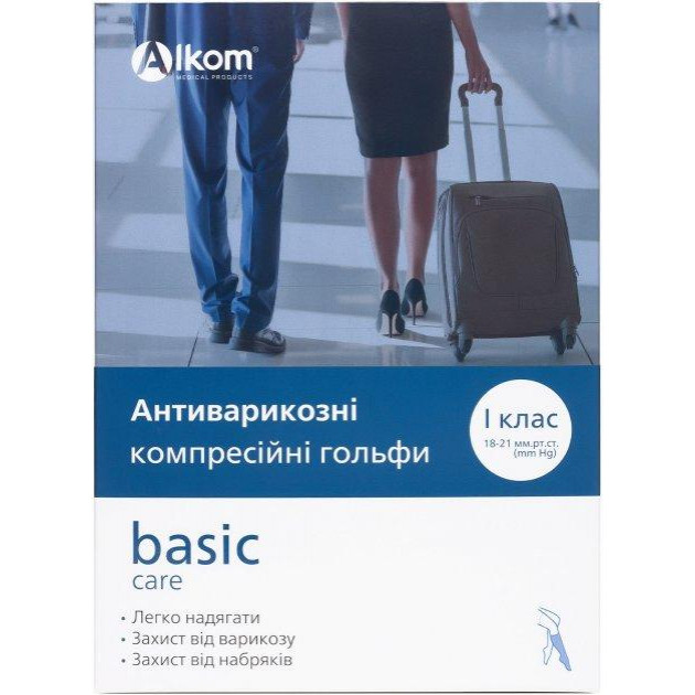 Алком Гольфи антиварикозні  Basic Care клас компресії I із закритим мисом розмір 4 бежеві (4823058932507) - зображення 1