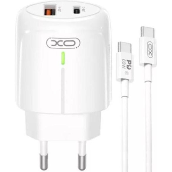 XO L114 PD&QC3.0 20W + Type-C to Type-C White - зображення 1