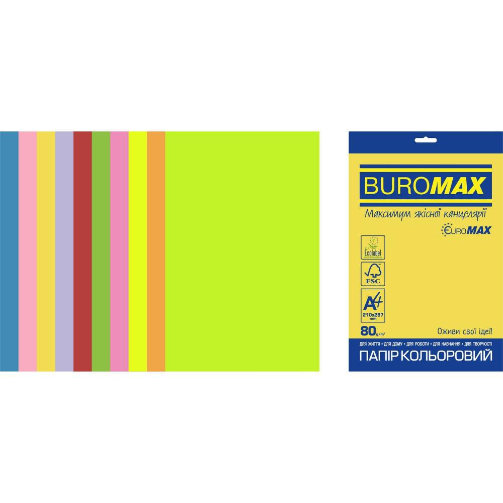 BuroMax Euromax А4, 80г/м2, NEON+INTENSIVE, 10цв., 20л. (BM.2721820E-99) - зображення 1